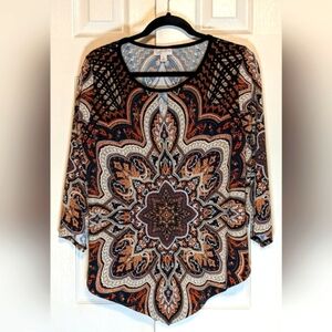 5/$25 CB Established 1962 Bohemian Paisley Top with Rich Hues